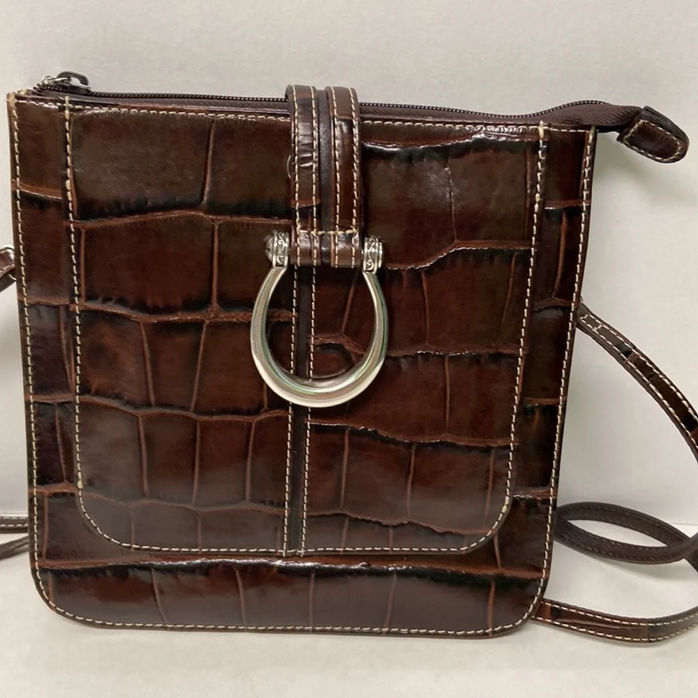 Brighton Embossed Crocodile Crossbody Purse
